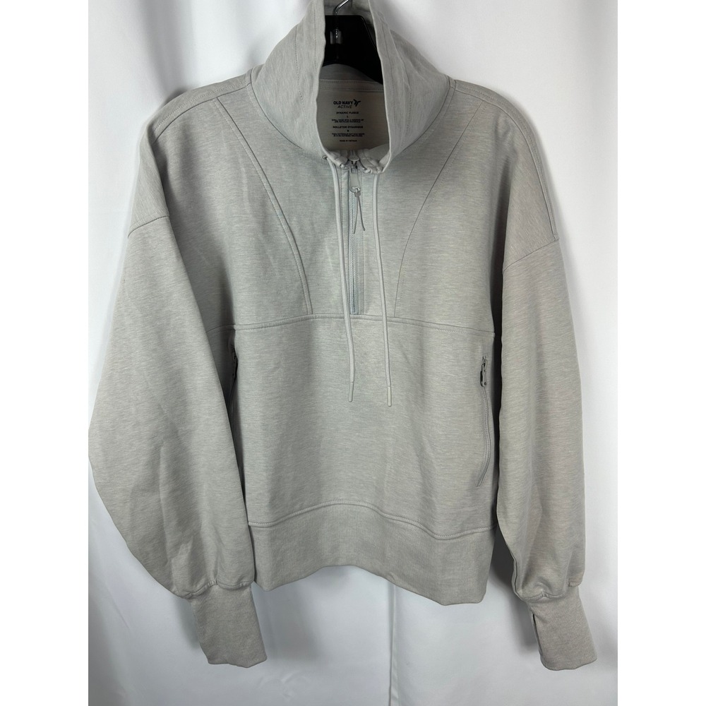 Old Navy Active Dynamic Fleece Half Zip Pullover Gray Mock Neck Sweater Large